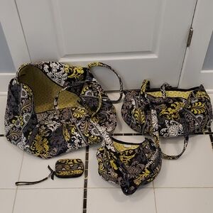 Vera Bradley Black and Yellow Floral Tote Set